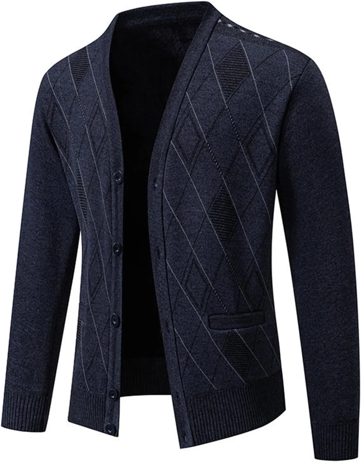 Men's Cardigan Sweaters Soft Knitted V Neck Button Down Sweater with Pockets Long Sleeve Casual Slim Fit Outwear Coat