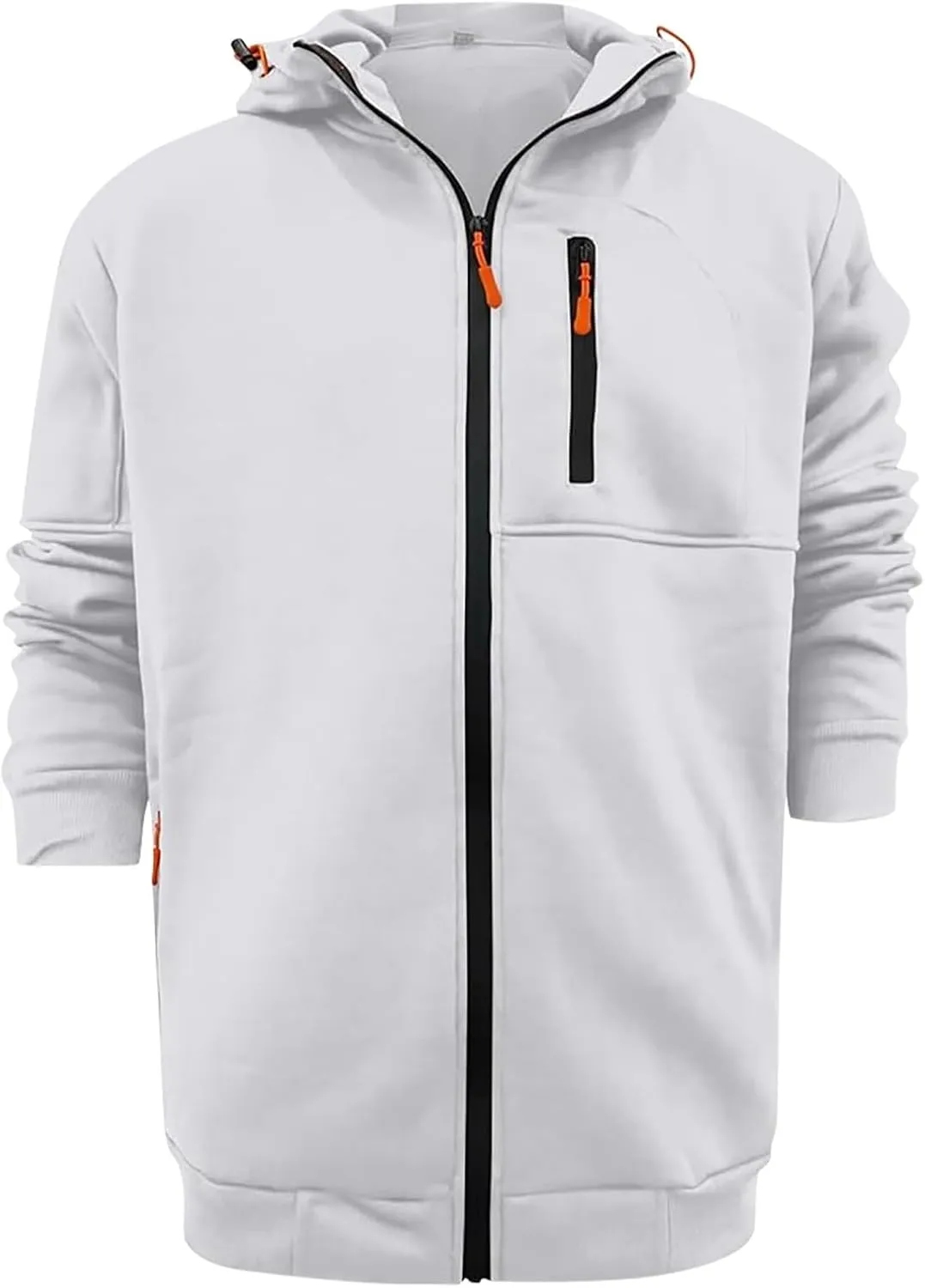 Men's Casual Hoodies Sweatshirt Full Zip Long Sleeve Athletic Workout Hooded Jackets Slim Fit Gym Running Active Tops