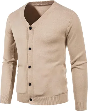 Mens Casual Slim Fit Cardigan Sweaters Long Sleeve V-Neck Basic Designed Cardigans Solid Button Down Knitted Sweater