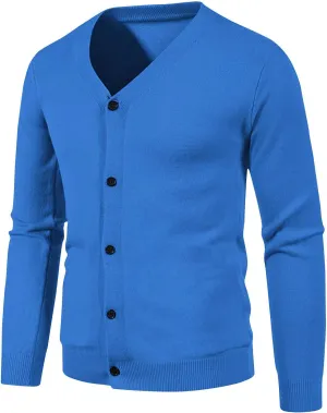 Mens Casual Slim Fit Cardigan Sweaters Long Sleeve V-Neck Basic Designed Cardigans Solid Button Down Knitted Sweater