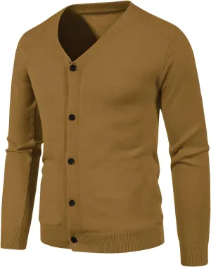 Mens Casual Slim Fit Cardigan Sweaters Long Sleeve V-Neck Basic Designed Cardigans Solid Button Down Knitted Sweater