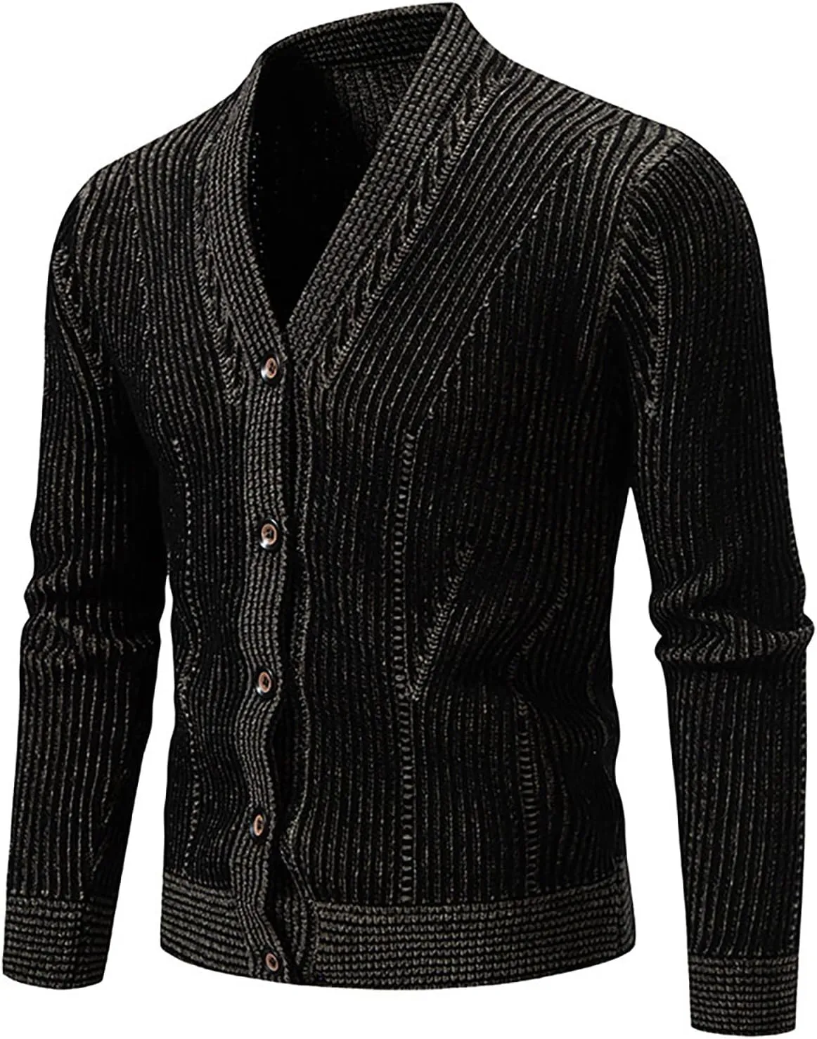 Mens Casual Slim Fit Cardigans Sweaters V-Neck Basic Long Sleeve Button Down Sweater Tops Fall Jacket Outerwear 2024