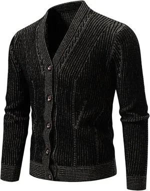 Mens Casual Slim Fit Cardigans Sweaters V-Neck Basic Long Sleeve Button Down Sweater Tops Fall Jacket Outerwear 2024