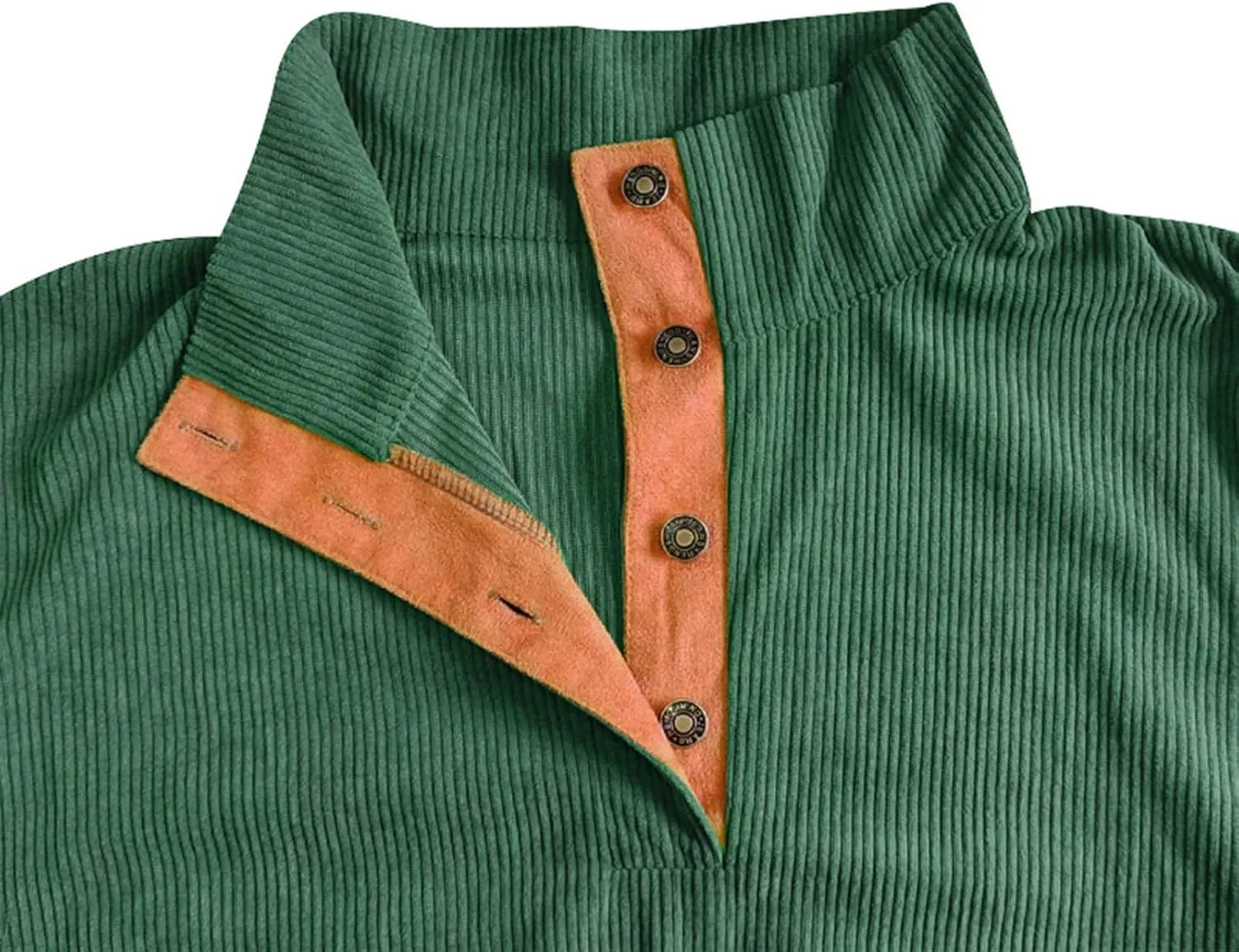 Mens Corduroy Shirt with Elbow Patches Lapel Collar Button Up Pullover Long Sleeve Sweaters Polo Sweatshirts