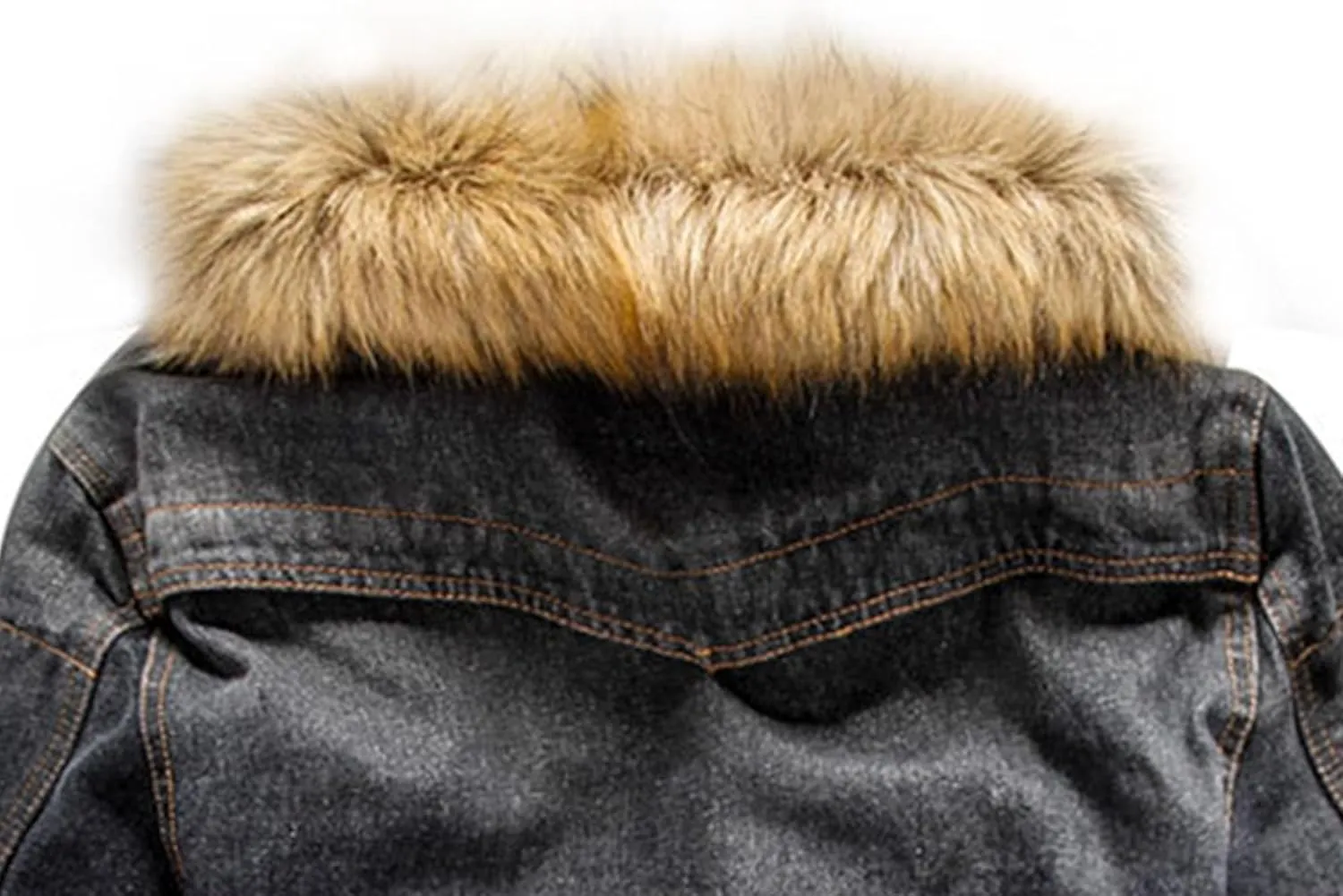 Mens Denim Jacket Plus Cotton Warm Fur Collar Sherpa Lined Denim Coat Vintage Fleece Cowboy Jean Jackets