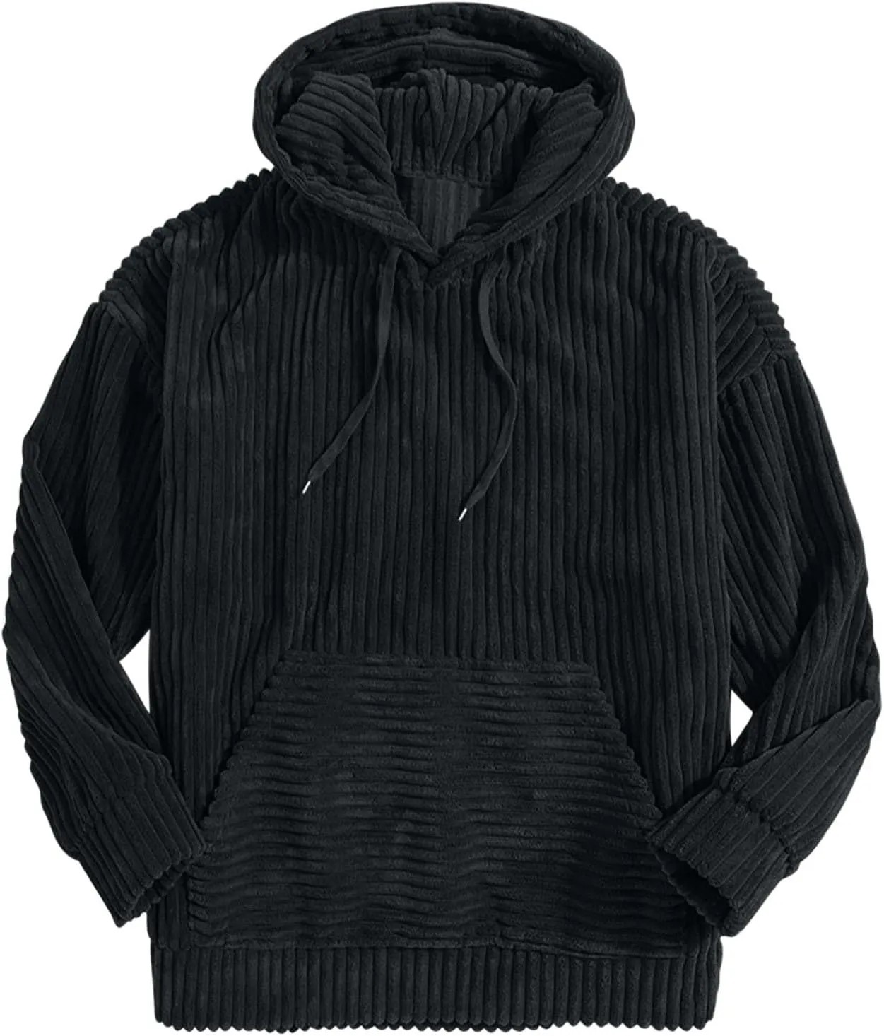 Men's Fall and Winter Hoodies 2024 Casual Long Sleeve Ribbed Knit Solid Sweatshirts Soft Pullover Tops with Pockets