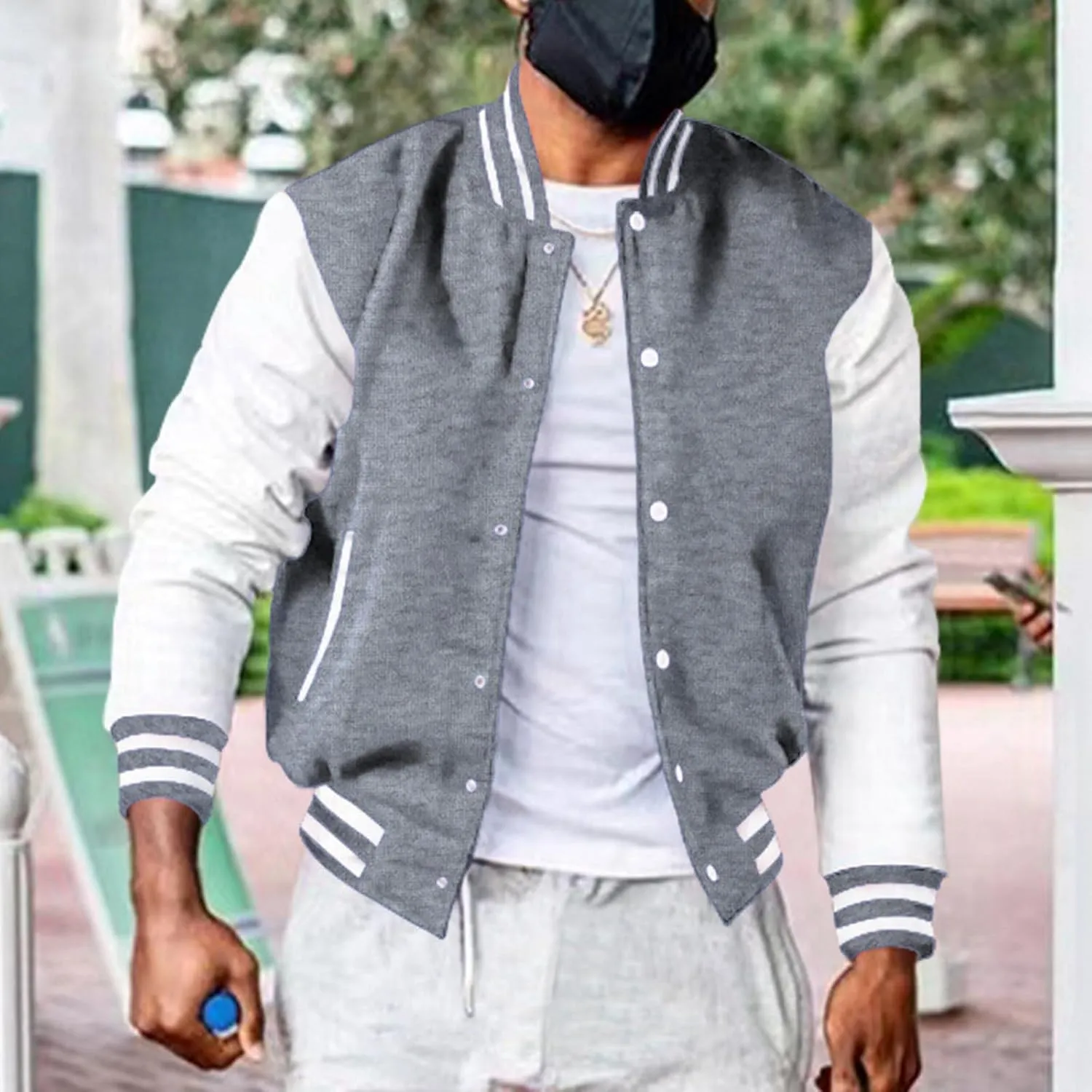 Men's Fashion Varsity Jacket Causal Slim Fit Cotton Baseball Bomber Jackets Vintage Streetwear Coats Hipster Tops