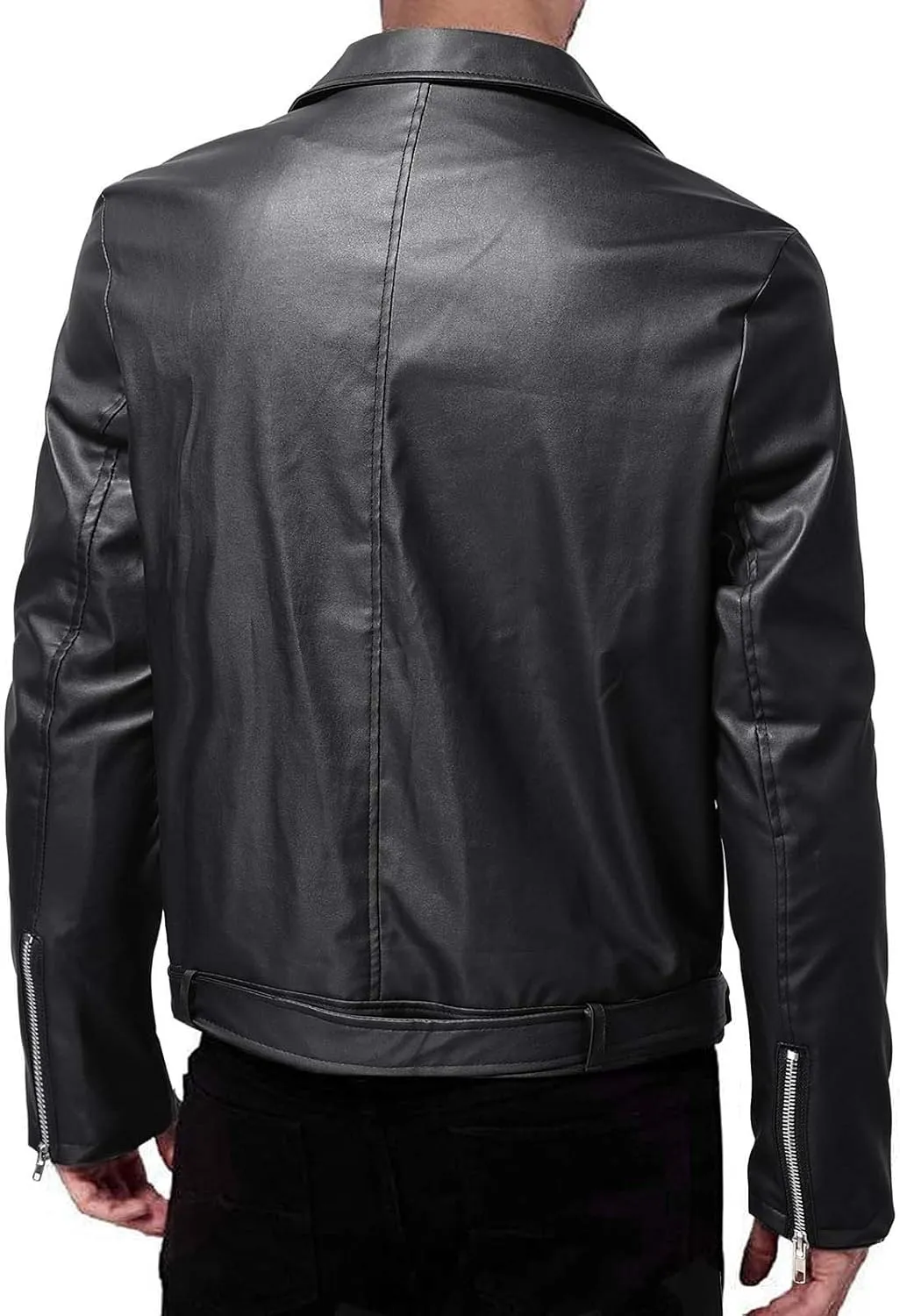 Mens Faux Leather Jacket Slim Fit Casual Lapel Asymmetric Zip Up Bomber Motorcycle Jacket Biker Coat Blazer Jacket