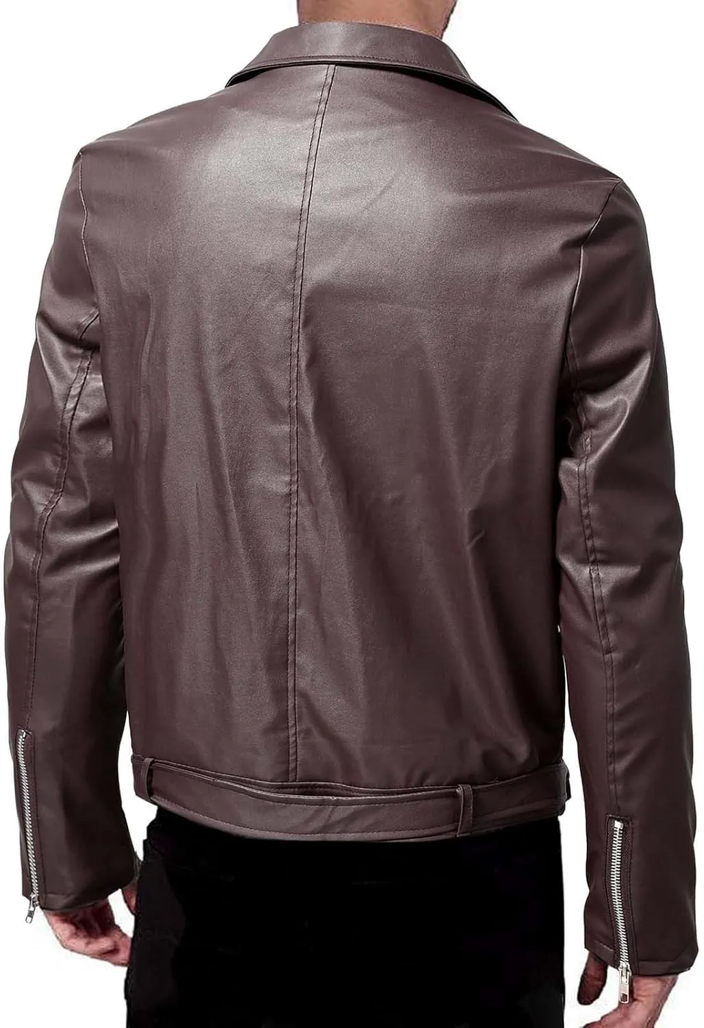 Mens Faux Leather Jacket Slim Fit Casual Lapel Asymmetric Zip Up Bomber Motorcycle Jacket Biker Coat Blazer Jacket