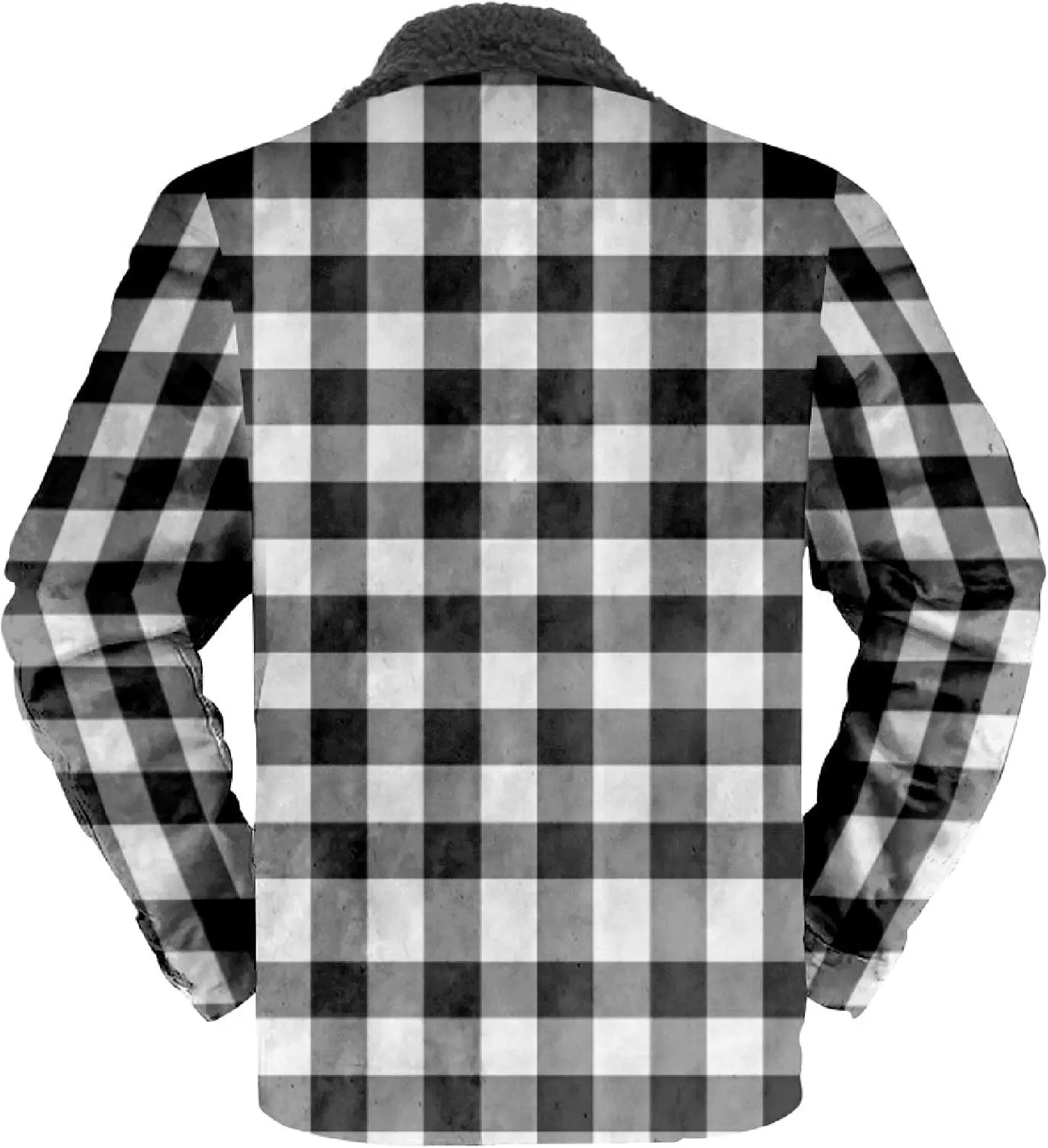 Men's Fleece Lined Sherpa Jacket Zip Up Plaid Shirts Jacket Heavyweight Winter Outdoor Thickened Thermal Coat Outwear