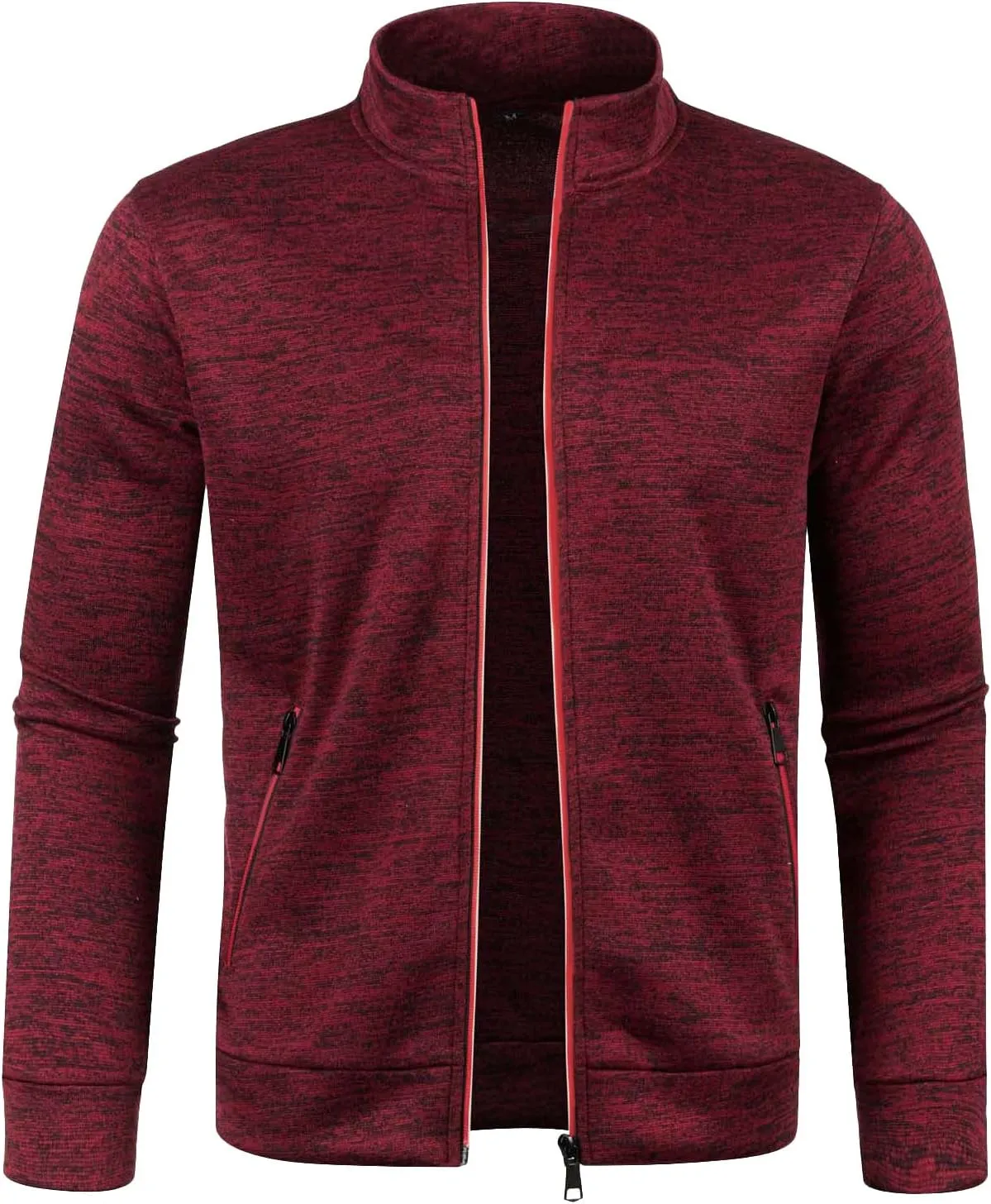 Men's Full Zip Cardigan Sweaters Casual Stand Collar Cardigan Slim Fit Knitted Sweater Thin Fleece Sweater Jackets