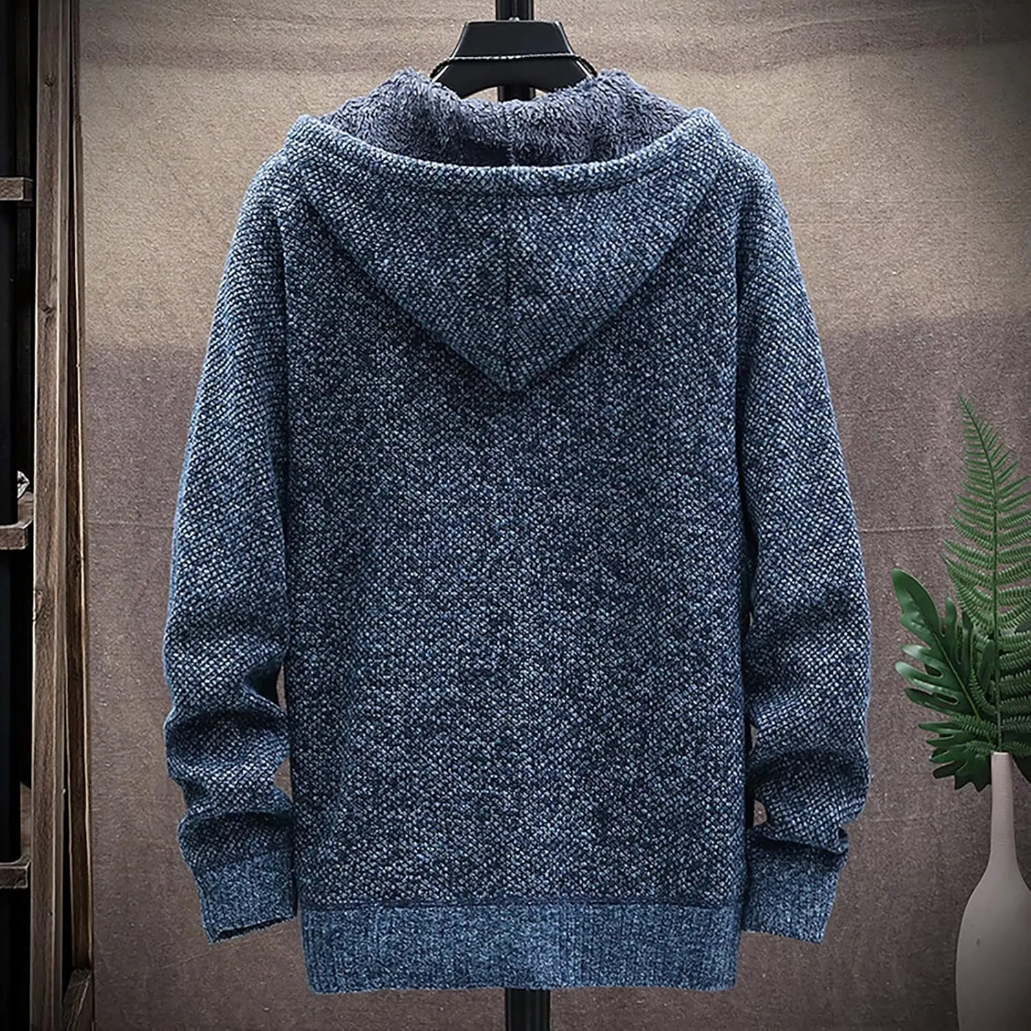 Men's Full-Zip Fleece Knitted Regular Fit Full Zip Cardigan Sweater with Soft Brushed Flannel Lining