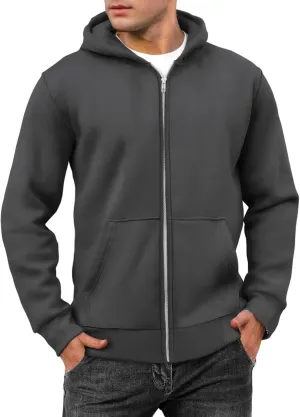 Mens Full Zip Sweatshirts Oversized Fleece Lined Casual Hoodies Training Athletic Hooded Pullover Jacket with Pockets