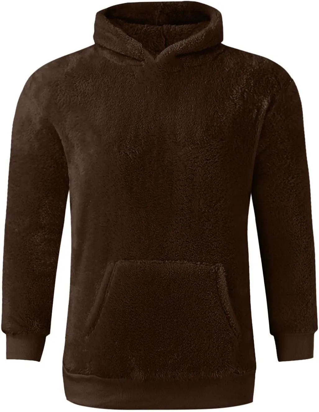 Mens Fuzzy Sherpa Hoodie Plus Size Pullover Fleece Sweatshirts Cozy Soft Thick Warm Winter Fluffy Outerwear