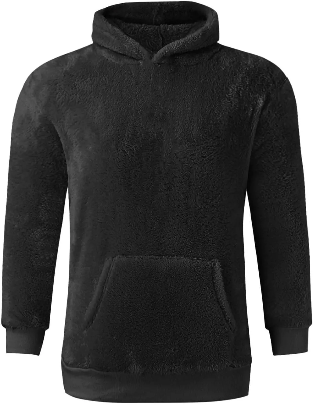 Mens Fuzzy Sherpa Hoodie Plus Size Pullover Fleece Sweatshirts Cozy Soft Thick Warm Winter Fluffy Outerwear