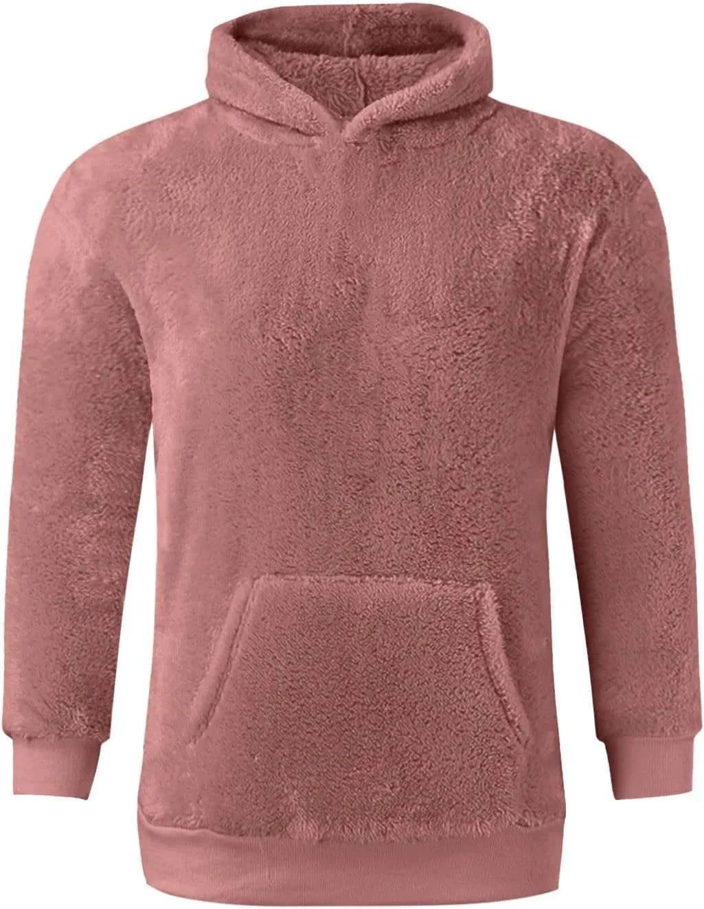 Mens Fuzzy Sherpa Hoodie Plus Size Pullover Fleece Sweatshirts Cozy Soft Thick Warm Winter Fluffy Outerwear