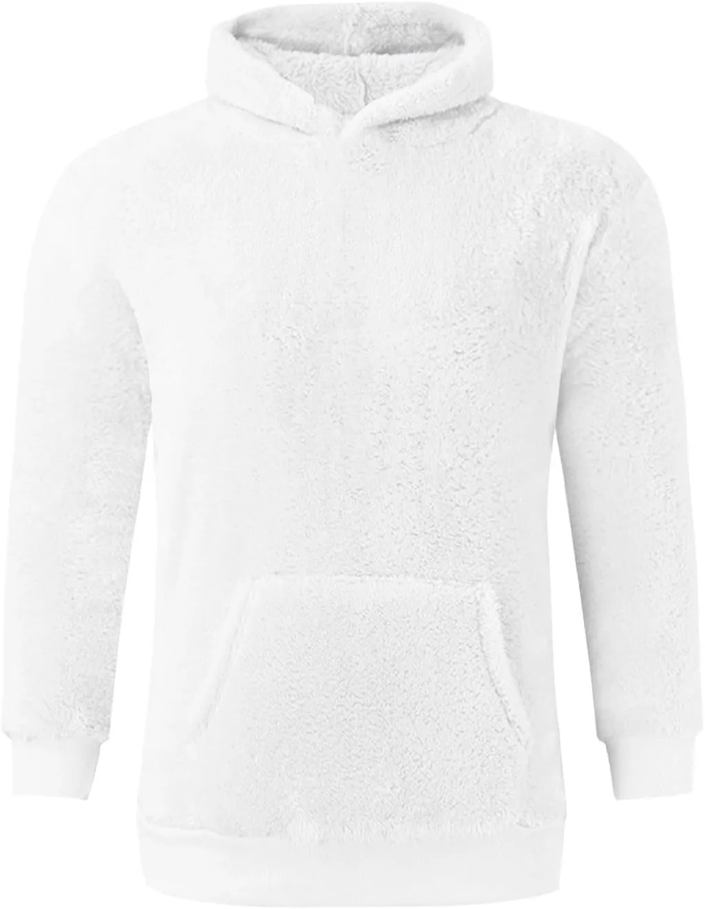 Mens Fuzzy Sherpa Hoodie Plus Size Pullover Fleece Sweatshirts Cozy Soft Thick Warm Winter Fluffy Outerwear
