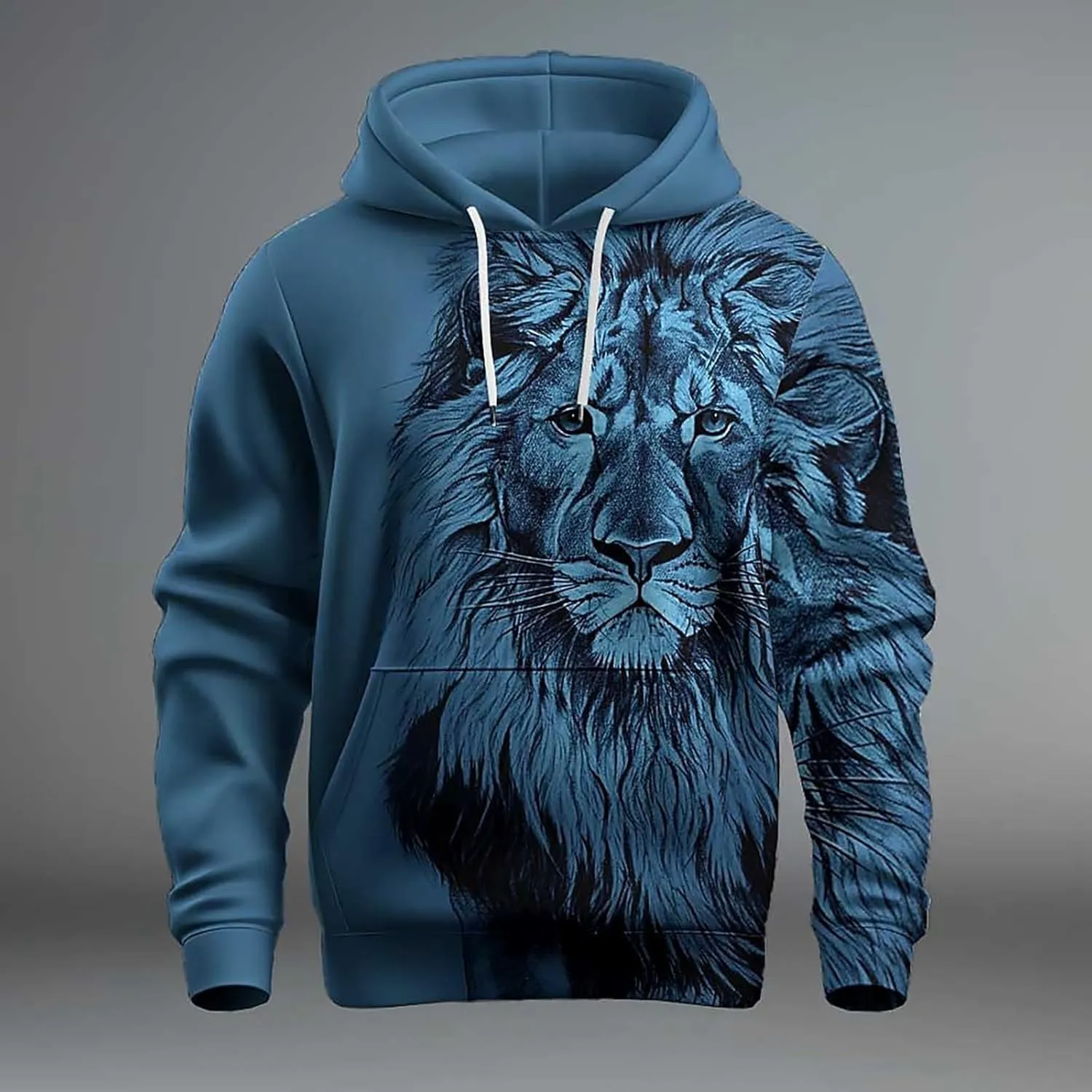 Mens Hoodie Blouse Shirt Autumn And Winter Leisure Hooded Sweater Solid Color Sweater Soft Top Blouse Hoodies For