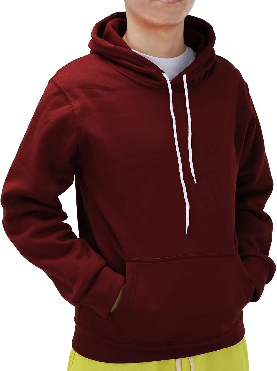 Mens Hoodie Blouse Shirt Autumn And Winter Leisure Hooded Sweater Solid Color Sweater Soft Top Blouse Hoodies For