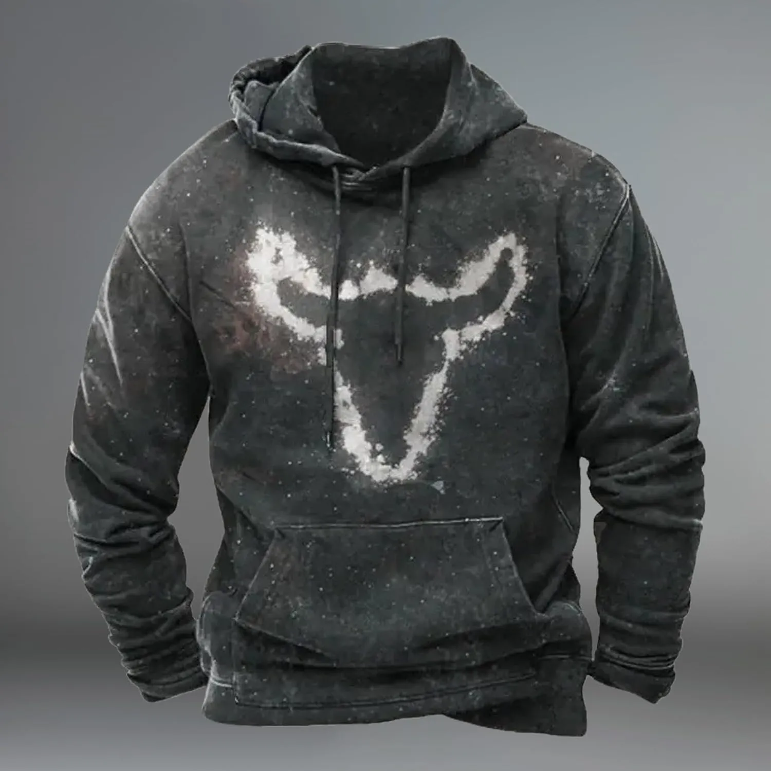 Mens Hoodie Blouse Shirt Autumn And Winter Leisure Hooded Sweater Solid Color Sweater Soft Top Blouse Hoodies For