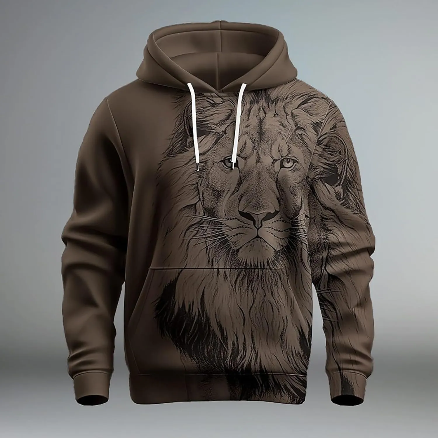 Mens Hoodie Blouse Shirt Autumn And Winter Leisure Hooded Sweater Solid Color Sweater Soft Top Blouse Hoodies For