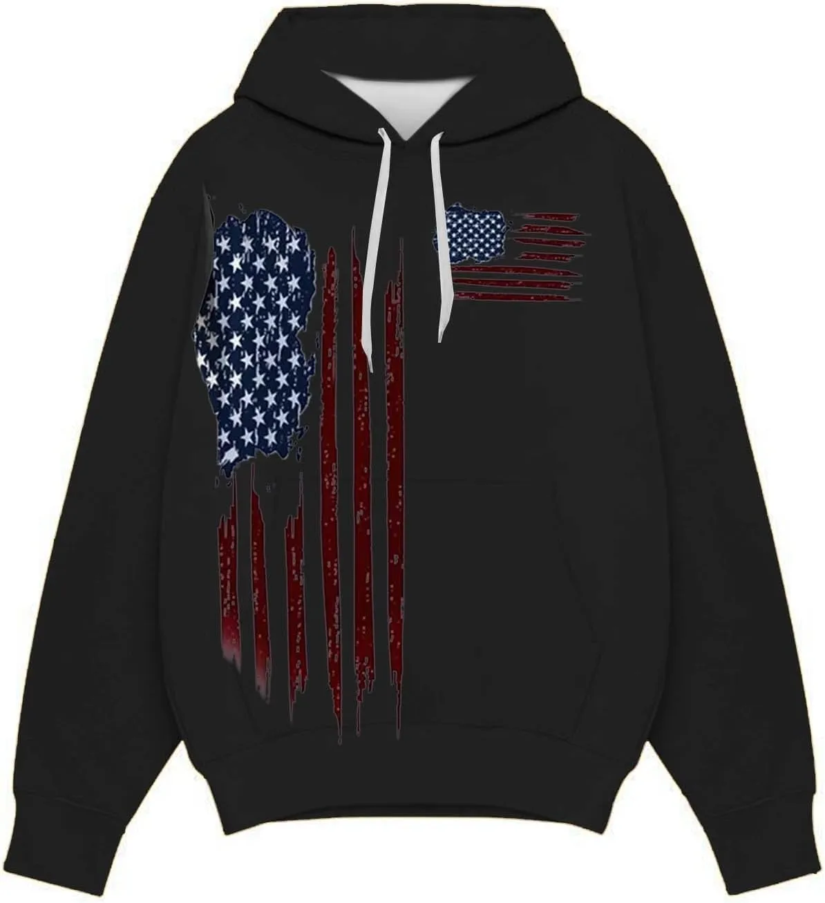 Men's Hoodies Pullover Soft Pocket Winter Sleeve Sweater And Solid Men's Men's Blouse Sweatshirt With Pocket Black