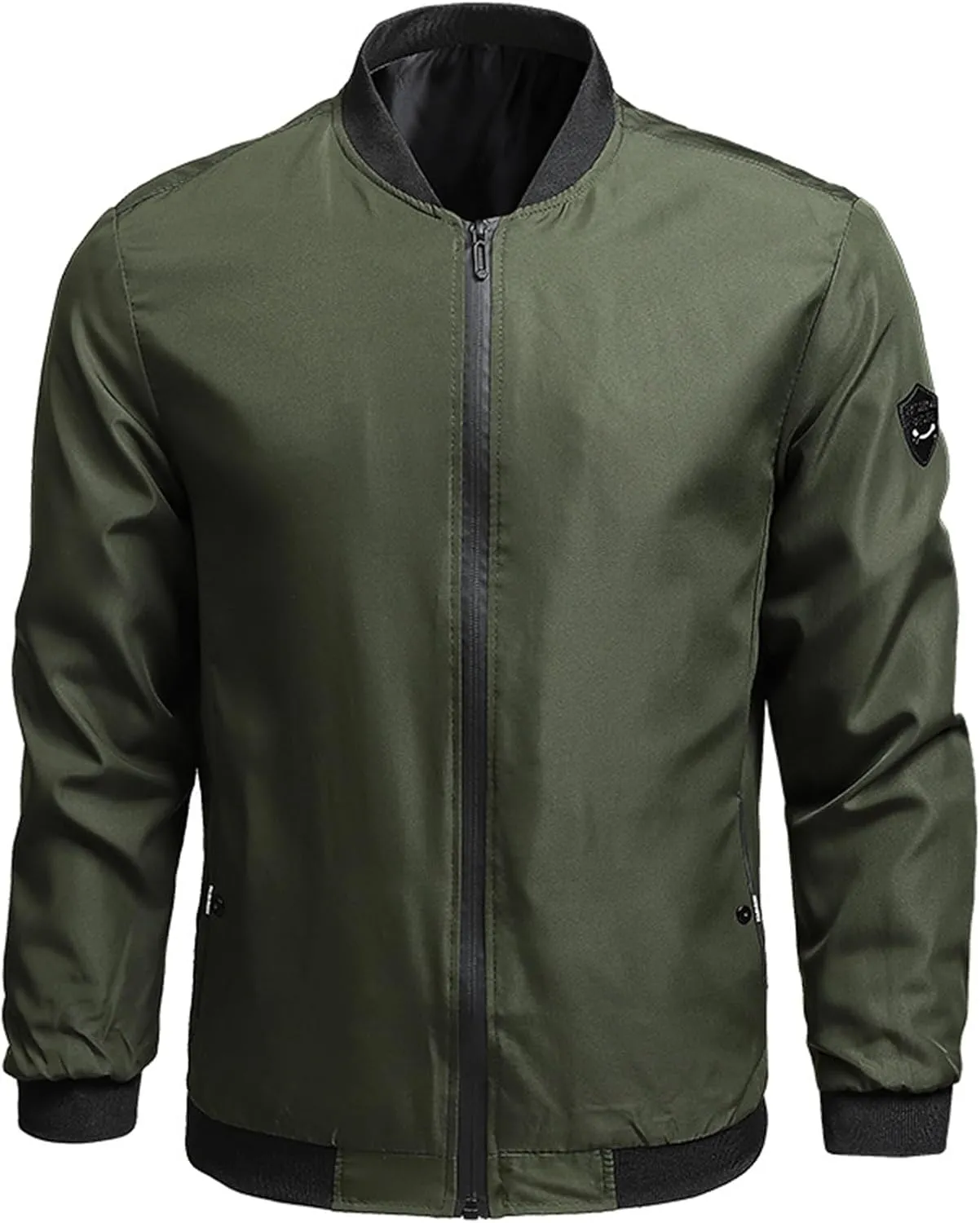 Mens Lightweight Flight Bomber Jacket, Casual Long Sleeve Windbreaker with Pocket, Zip Up Coat, for Autumn Winter