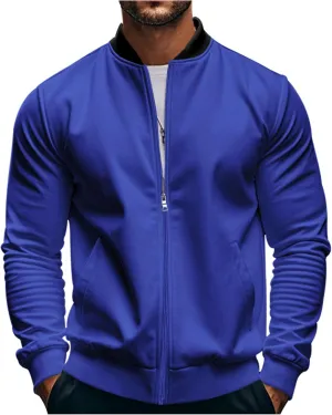 Men's Lightweight Jackets Casual Bomber Stand Collar Jackets with Zip-Up Closure for Golf Work or Fall Outfits