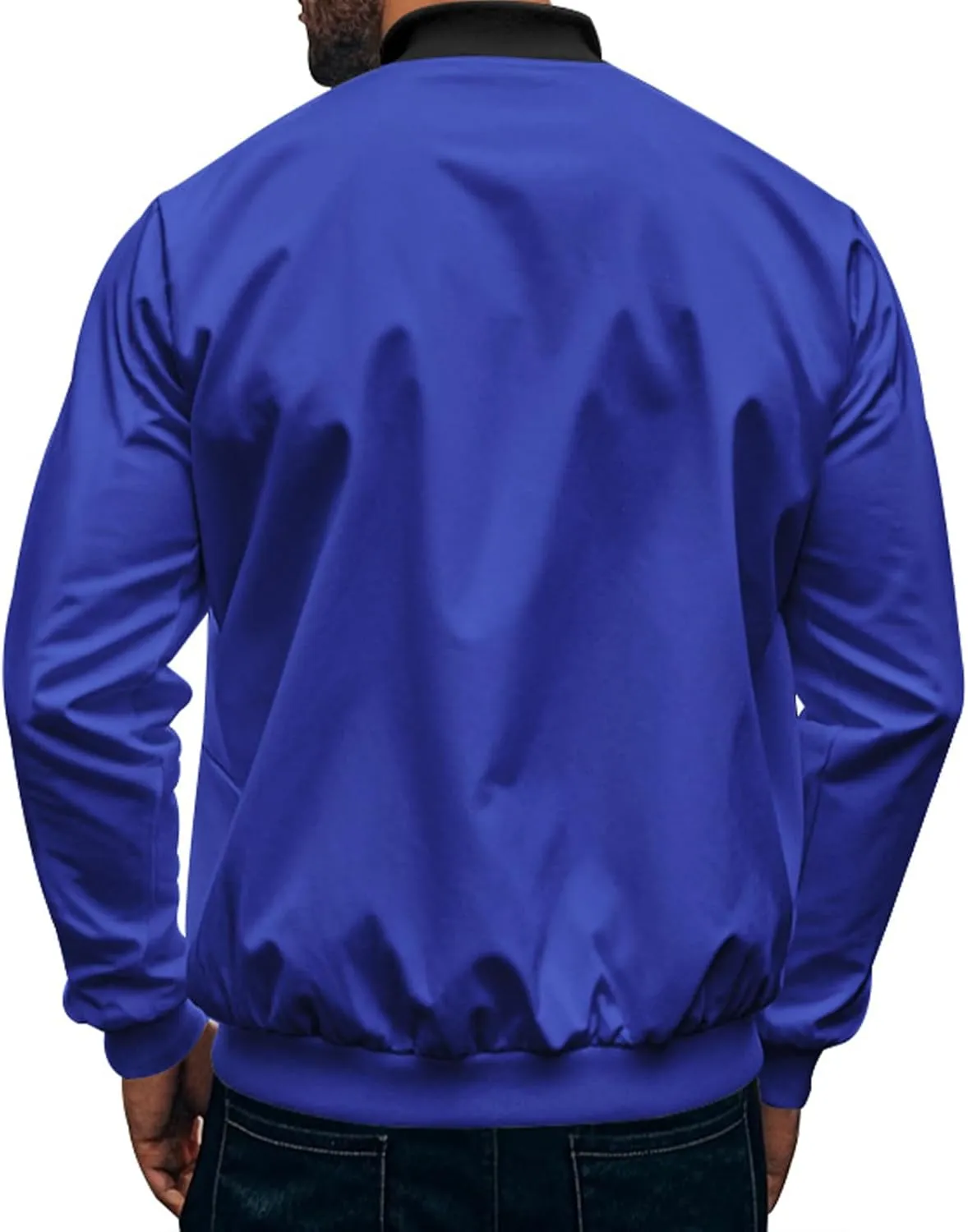 Men's Lightweight Jackets Casual Bomber Stand Collar Jackets with Zip-Up Closure for Golf Work or Fall Outfits