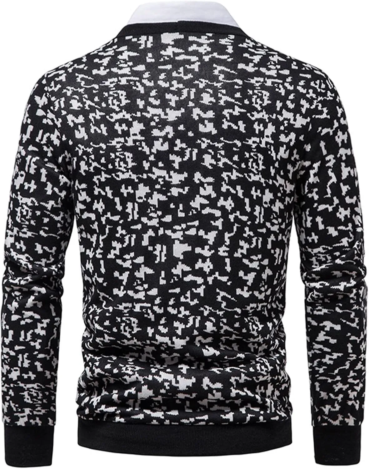Men's Lightweight Wool Cardigan Sweater Wool Blend V Neck Buttons Knitwear Slim Fit Ethnic Print Casual Cardigans