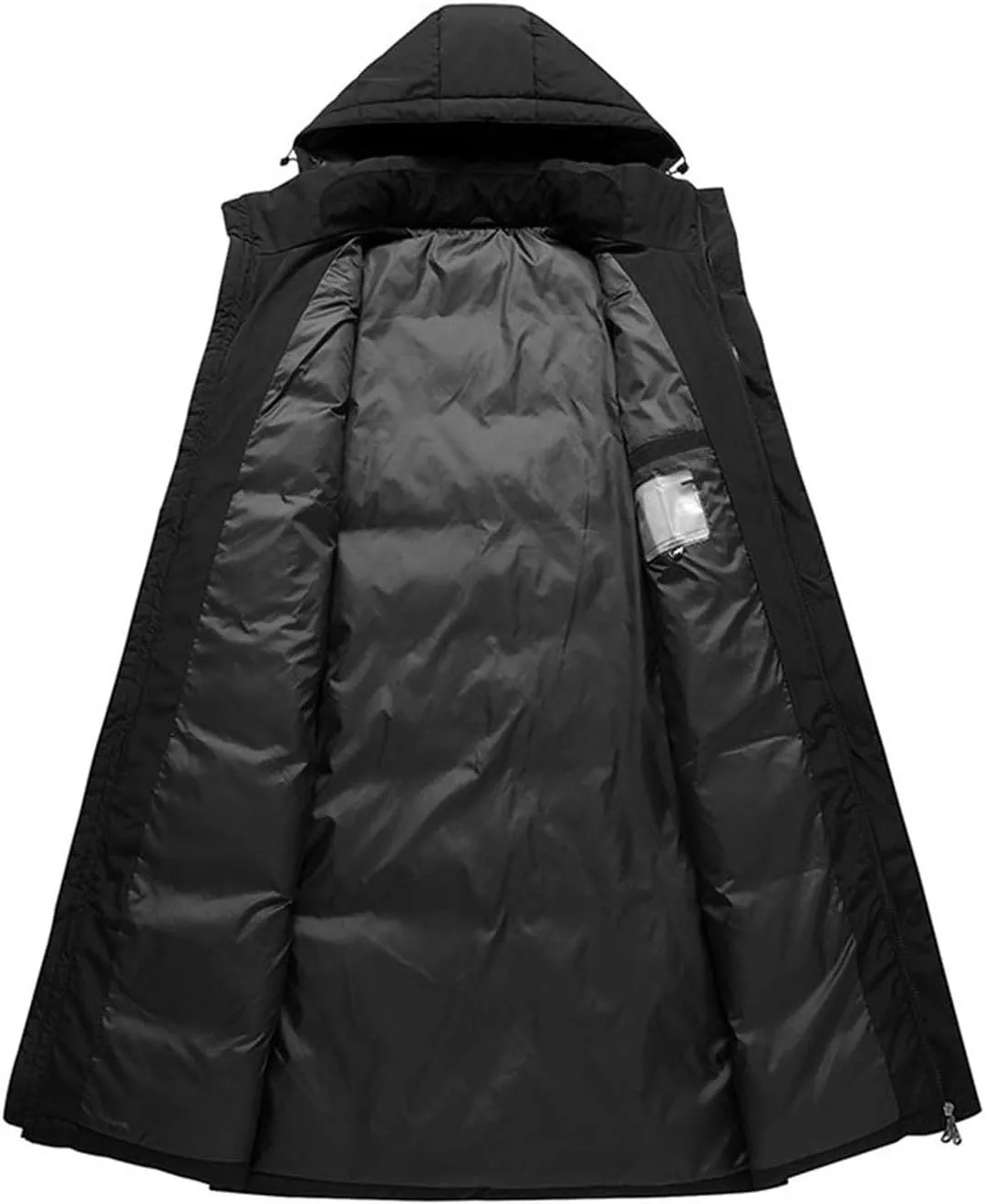 Men's Long Puffer Jacket Down Hooded Waterproof Winter Coats