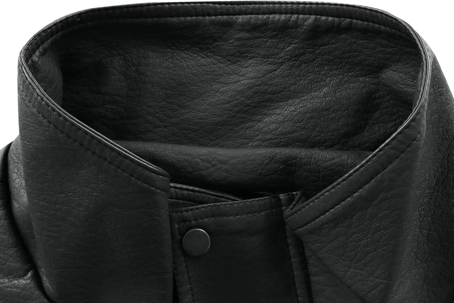 Men's Long Sleeve Biker Stand Collar Leather Jacket Motorcycle Lightweight Faux Leather Windproof Waterproof Outwear