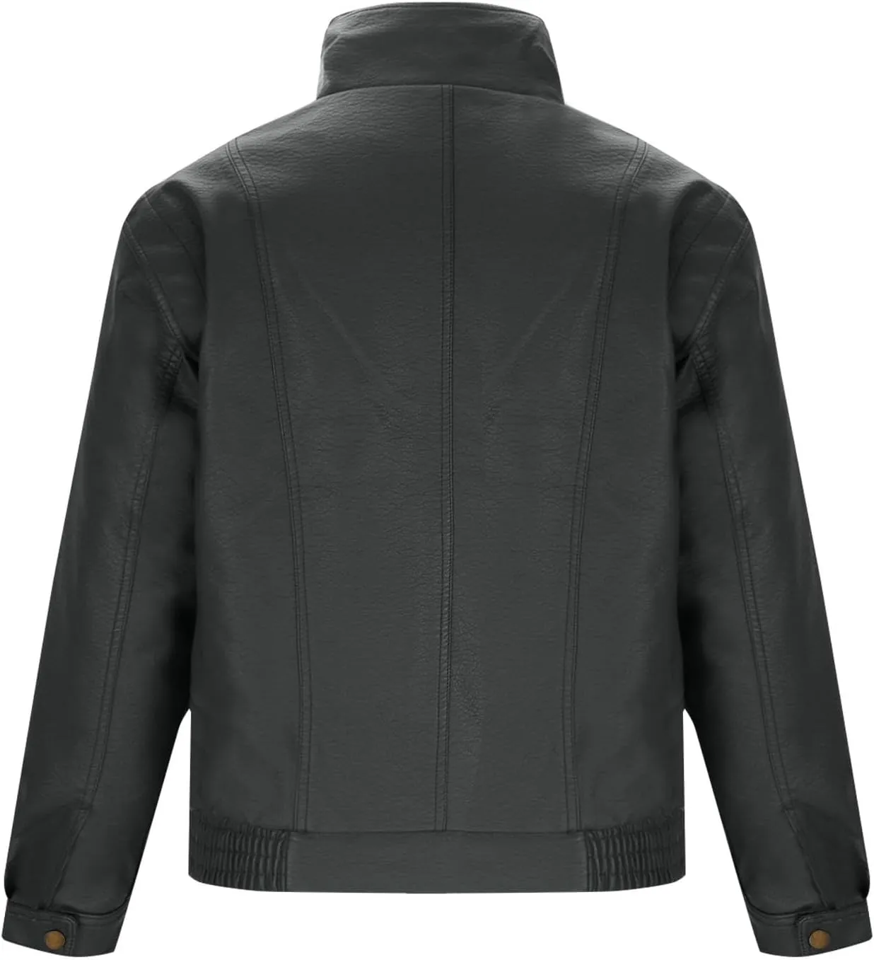 Men's Long Sleeve Biker Stand Collar Leather Jacket Motorcycle Lightweight Faux Leather Windproof Waterproof Outwear