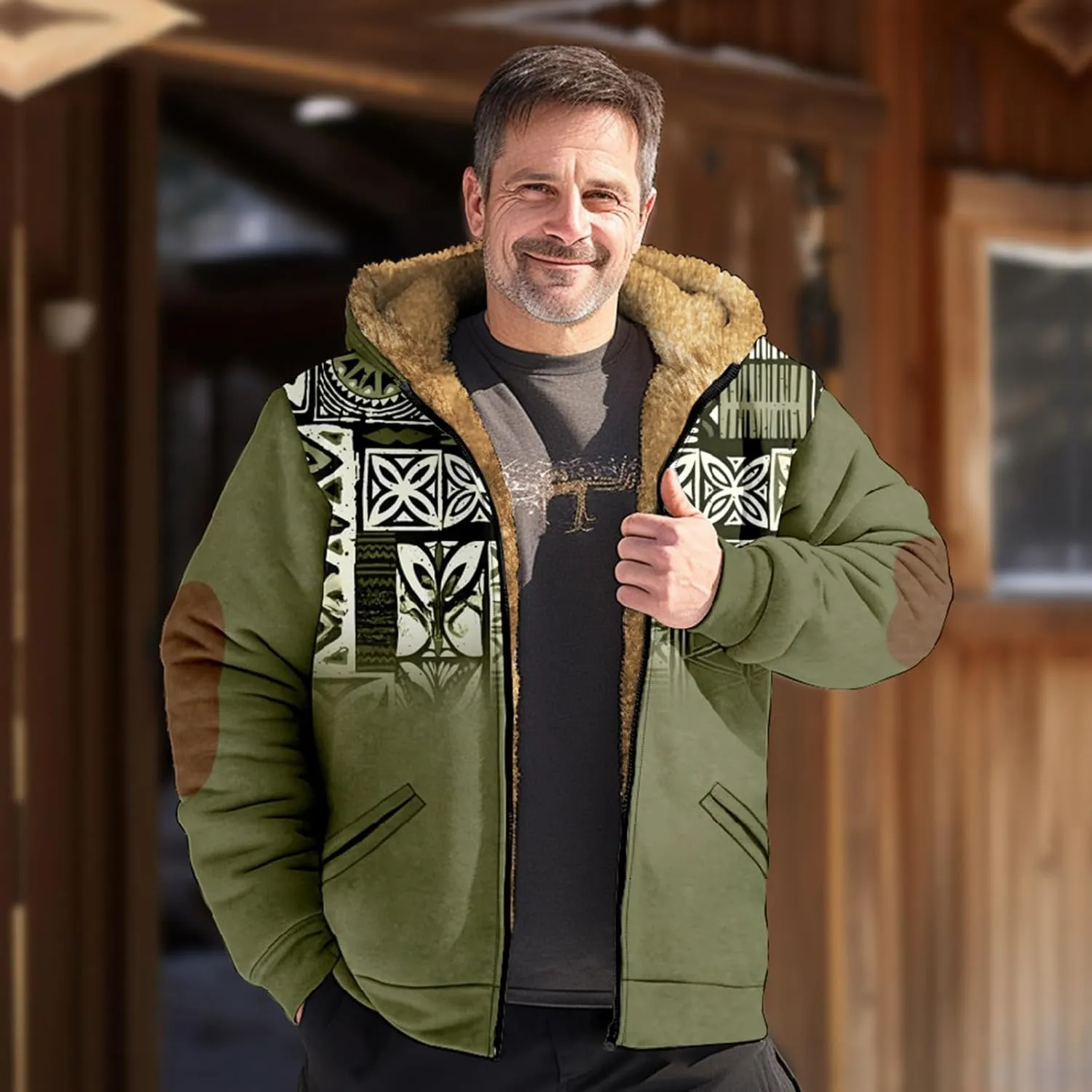 Men's Loose Novelty Coats Long Sleeve Zipper Hooded Soft Elegant Coat Climbing Jacket for Men