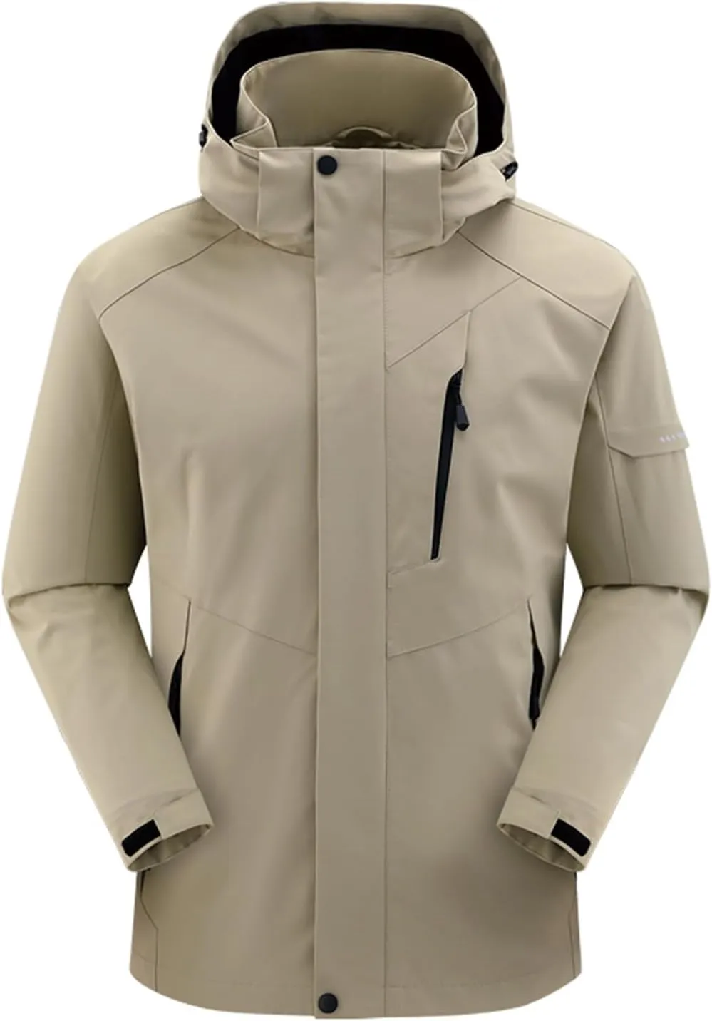 Mens Outdoor Hiking Rain Jackets Classic Soild Color Wearproof Windbreaker Autumn Winter Waterproof Ski Hooded Coats