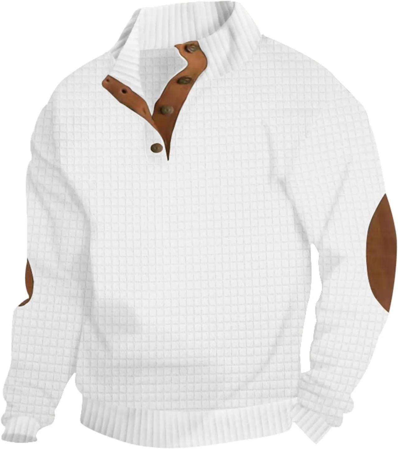 Men's Quarter Button Pullover Long Sleeve Casual Polo Sweatshirt Slim Fit V Neck Sweatshirt Sweaters Basic Tees Tops