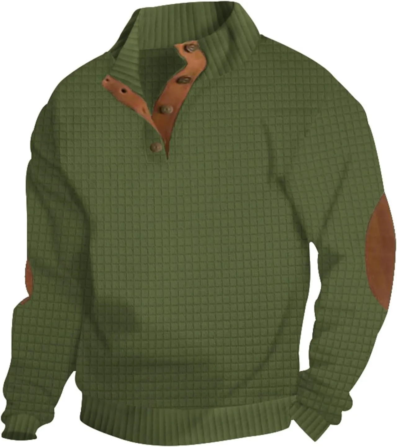 Men's Quarter Button Pullover Long Sleeve Casual Polo Sweatshirt Slim Fit V Neck Sweatshirt Sweaters Basic Tees Tops