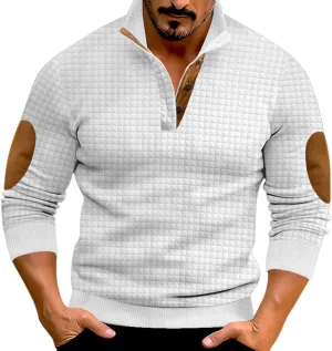 Men's Quarter Button Pullover Long Sleeve Casual Polo Sweatshirt Slim Fit V Neck Sweatshirt Sweaters Basic Tees Tops