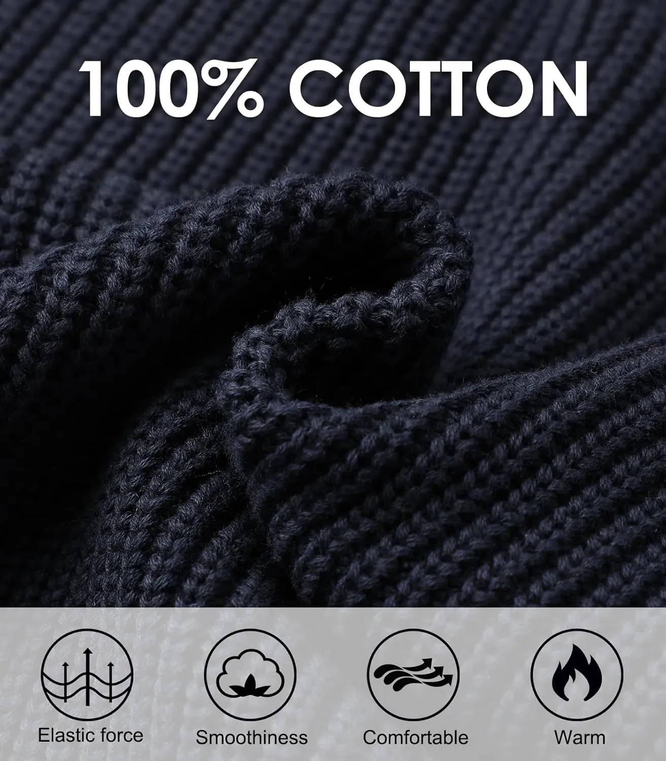 Men's Quarter-Zip Pullover Sweater Slim Fit Lightweight Sweaters Cable Knit Casual Polo Sweater Long Sleeve Sweaters