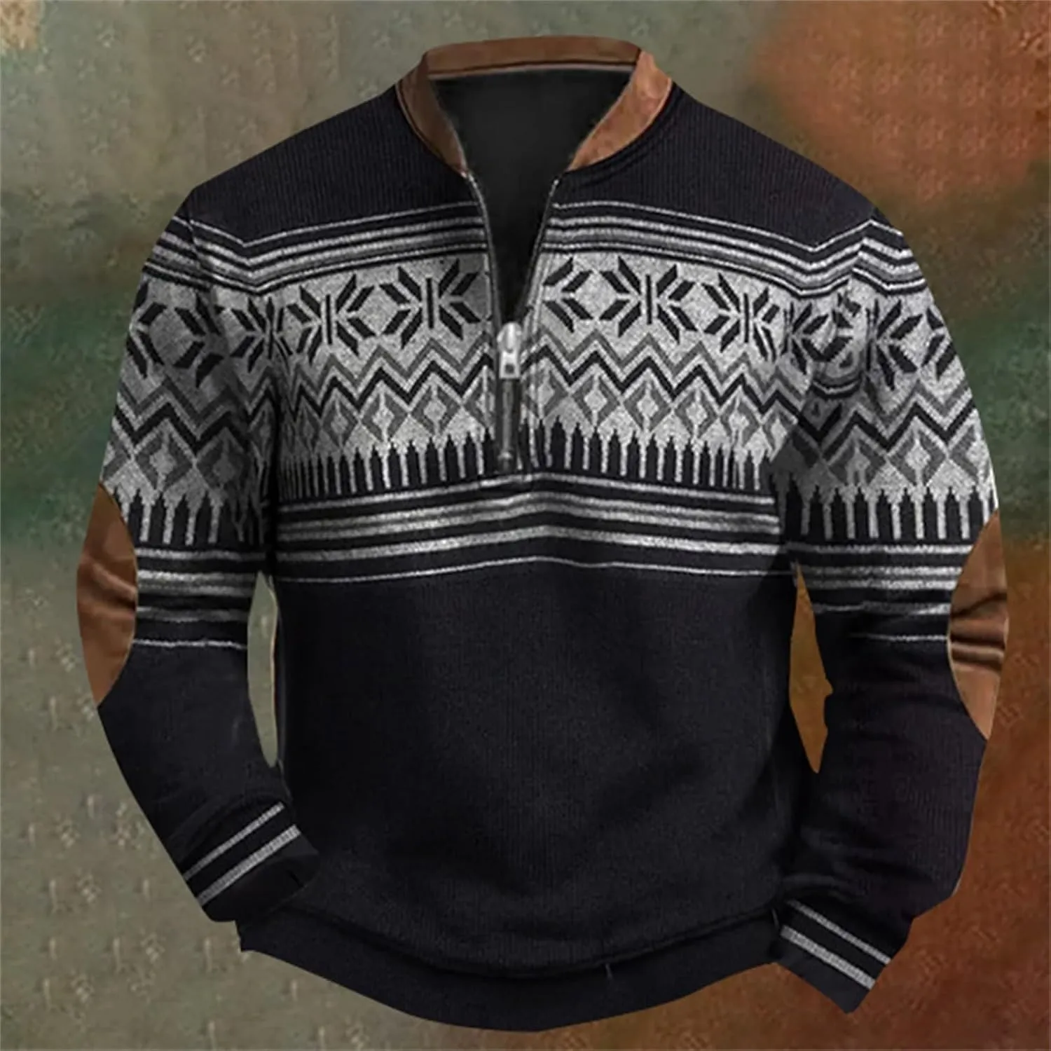 Men's Quarter Zip Up Polo Sweatshirt Zipper Long Sleeved Hoodie Whitecloths Life Clothing Men Zip Up Sweatshirt Men