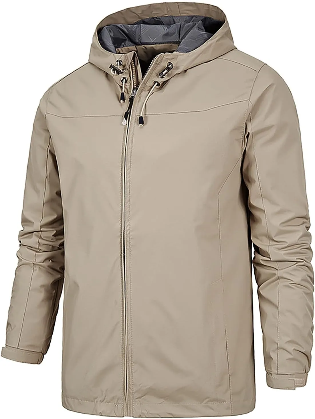Mens Rain Jacket Zip Jacket With Hood Lightweight Windbreaker Waterproof Raincoat Outdoor Sportswear,M-5XL