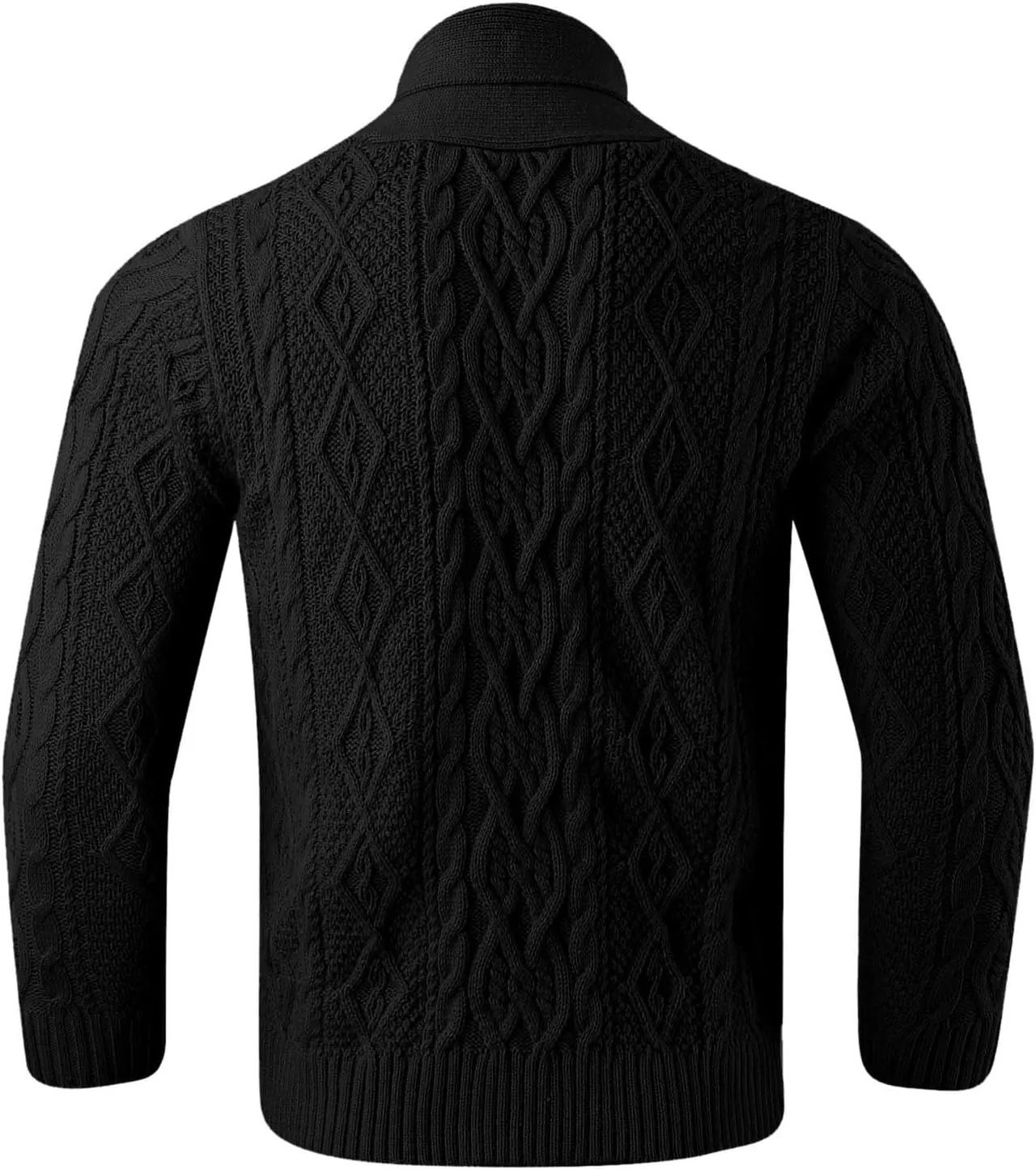 Mens Shawl Collar Cardigan Sweater Cable Knit Button Down Long Sleeve Casual Sweater Jacket with Pockets