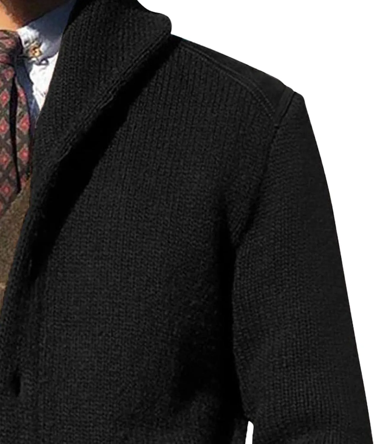 Men's Shawl Collar Cardigan Sweaters Button Down Knitted Ribbed Cardigans Casual Long Sleeve Knit Jackets Outerwear