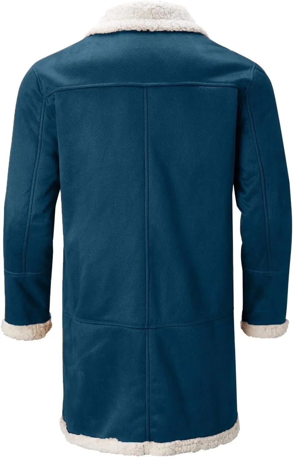 Mens Sherpa Fleece Lined Jackets Winter Warm Fur Collar Long Trench Coats Thick Outwears Pockets for Big Tall Men