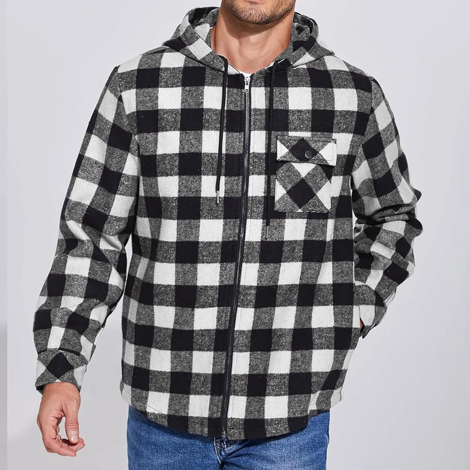 Mens Sherpa Hoodie Zip Up Fleece Thermal Hooded Heavyweight Warm Thick Hoodies
