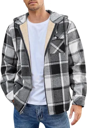 Mens Sherpa Hoodie Zip Up Fleece Winter Hooded Thick Thermal Heavyweight Sweatshirt