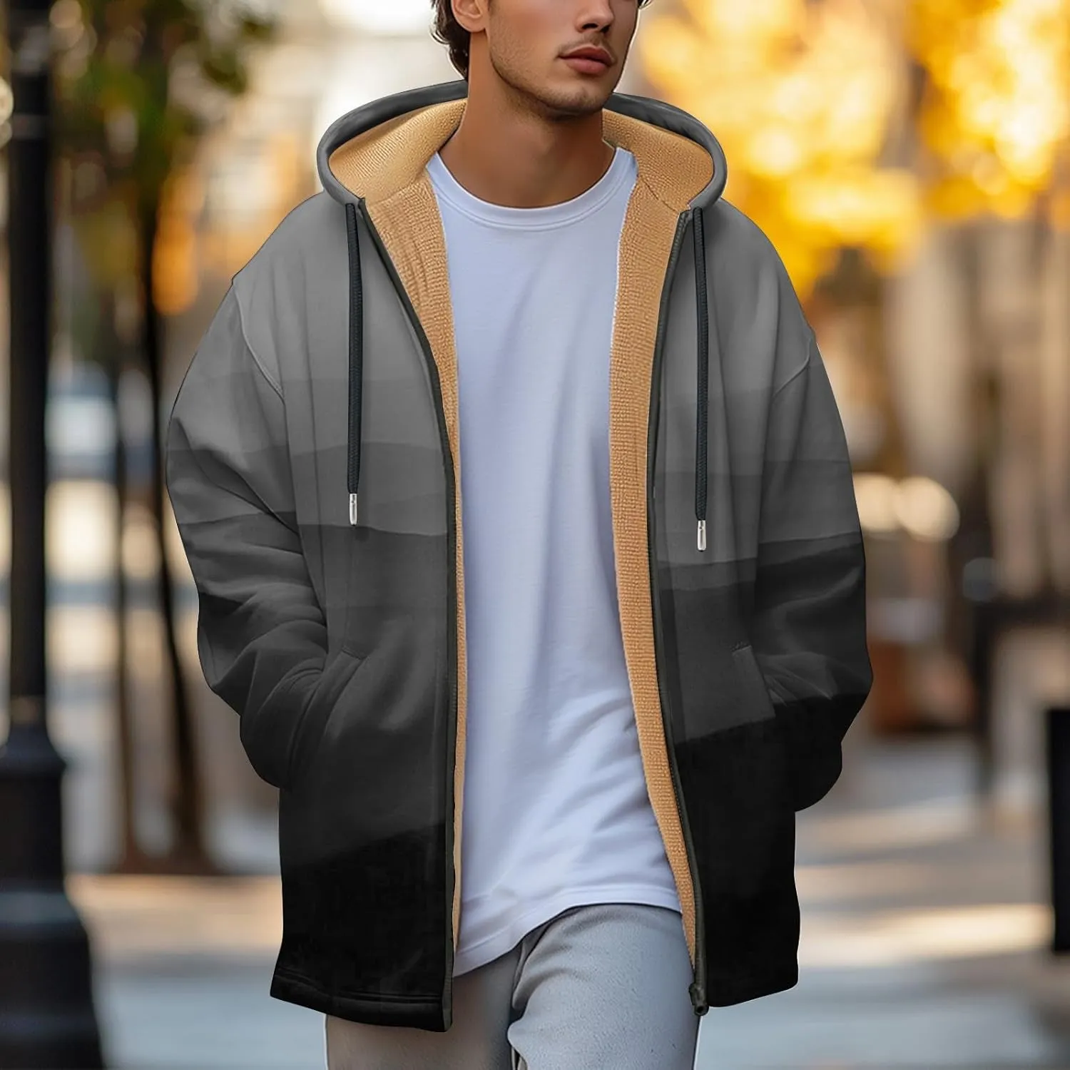 Mens Sherpa Hoodie Zip Up Thermal Warm Hooded Fleece Winter Thick Hoodies