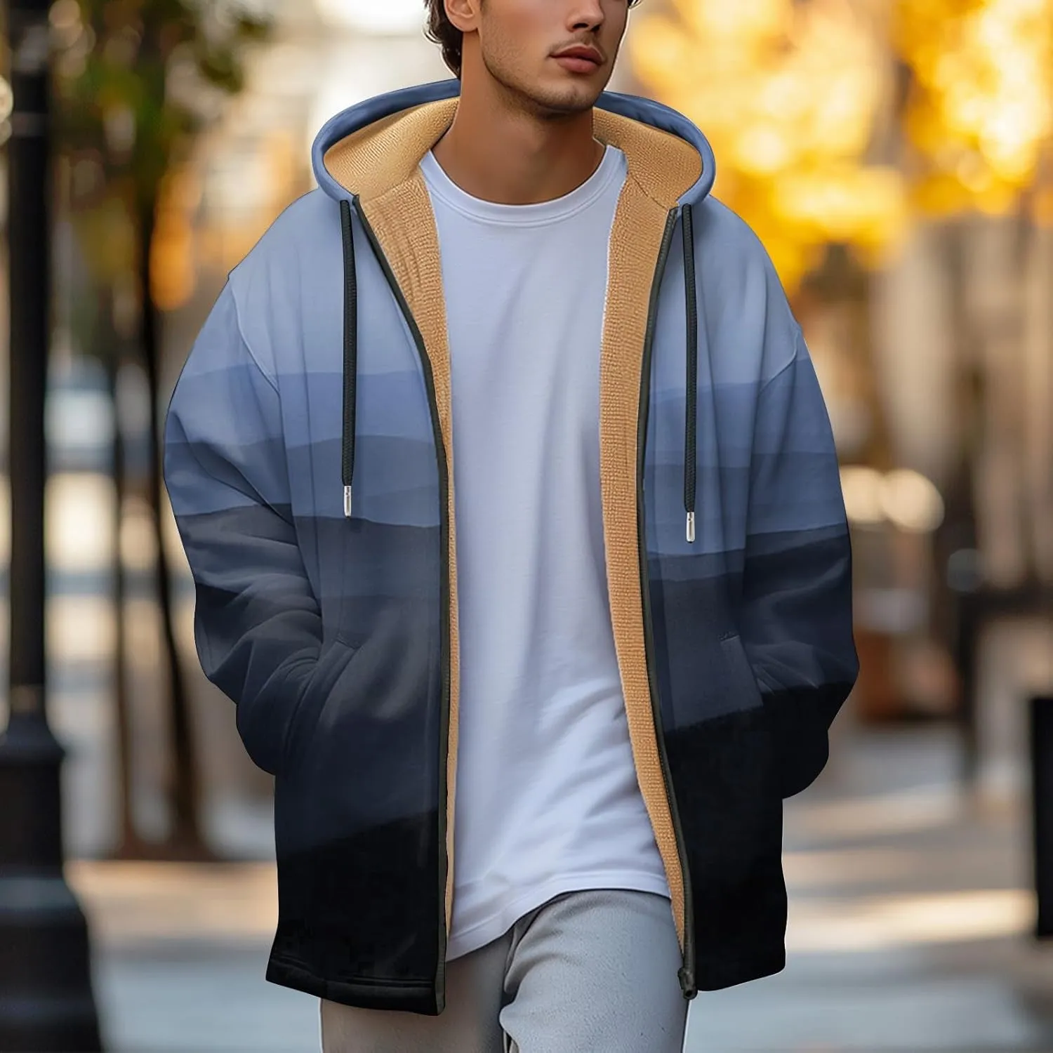 Mens Sherpa Hoodie Zip Up Thermal Warm Hooded Fleece Winter Thick Hoodies
