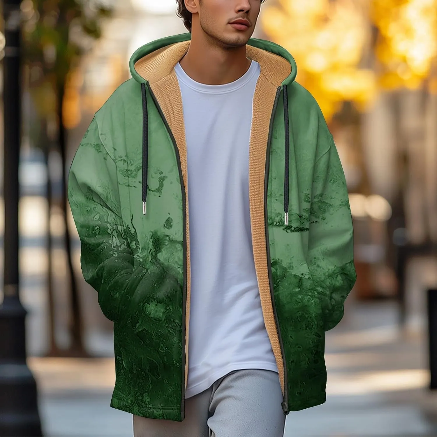 Mens Sherpa Hoodie Zip Up Winter Warm Hoodies Thick Fleece Heavyweight Hooded