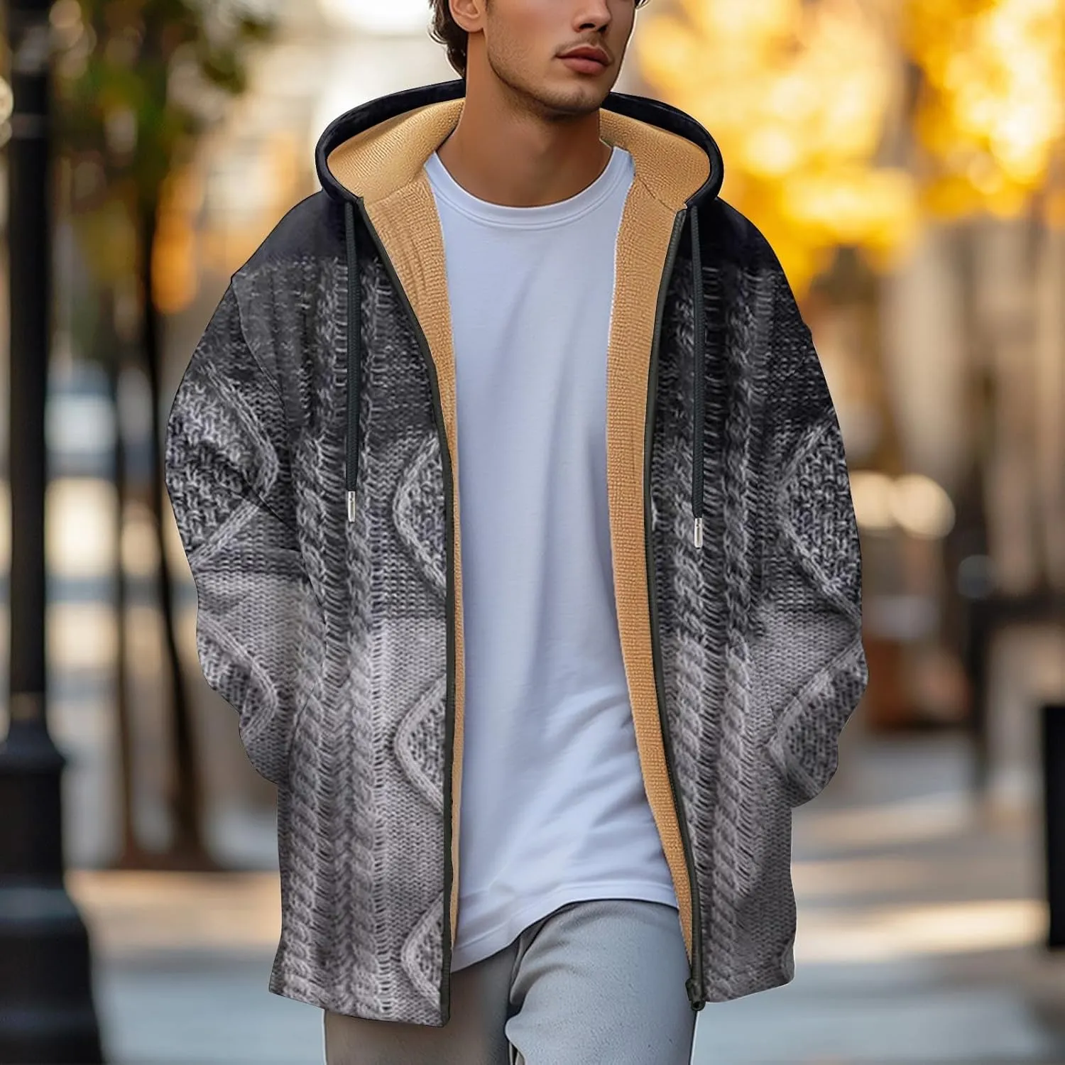Mens Sherpa Lined Hoodie Zip Up Casual Heavyweight Hooded Fleece Thermal Thick Sweatshirt